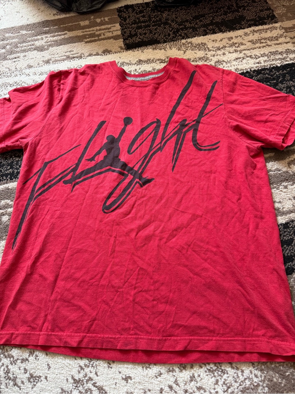 Jordan Red Short-Sleeve Tee with Large Black Jumpman Graphic